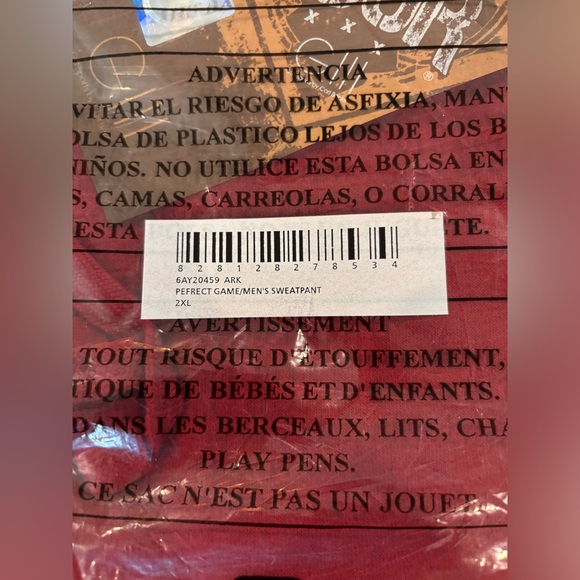 NWT Arkansas Razorbacks Men’s NCAA Red Sweatpants 3FOUR Brand Size 2XL - Picture 9 of 9